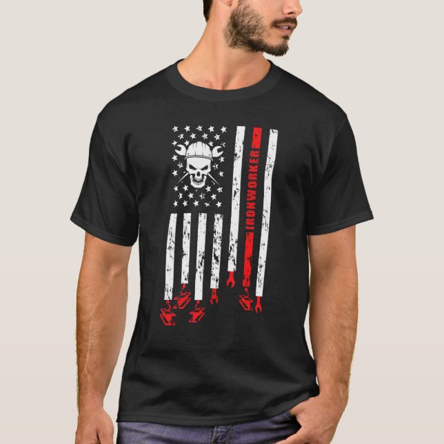 Ironworker US Flag Ironwork Ironworkers T-Shirt (Front)