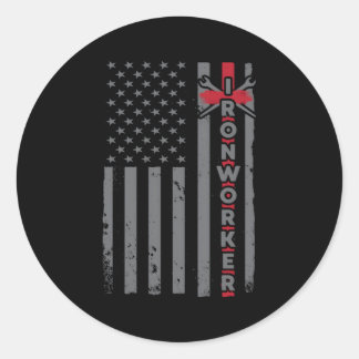 Ironworker Usa Patriotic Flag Iron-Working Us Sl W Classic Round Sticker