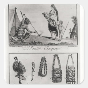 Iroquois family, arms and ornaments square sticker