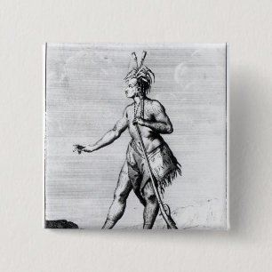 Iroquois Man, inhabitant of Canada 15 Cm Square Badge