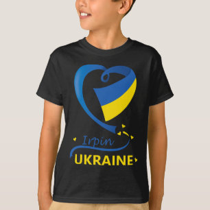 Irpin Ukraine National Flag Heart Emblem Crest T-Shirt