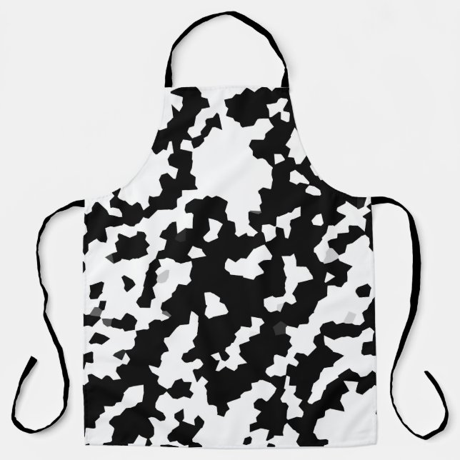 Irregular Abstract Mosaic Black and White  Camo Apron (Front)