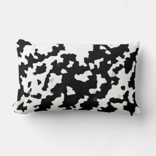 Irregular Abstract Mosaic Black and White  Camo Lumbar Cushion