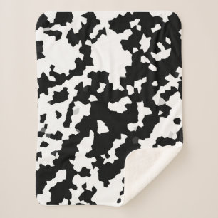 Irregular Abstract Mosaic Black and White  Camo Sherpa Blanket