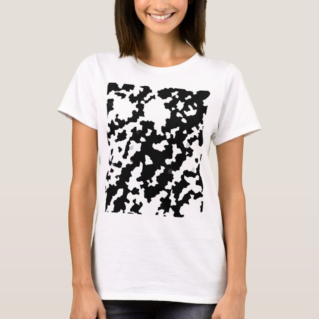 Irregular Abstract Mosaic Black and White  Camo T-Shirt (Front)