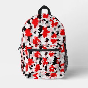 Irregular Abstract Pattern Red Black White Design Printed Backpack