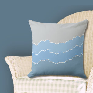 Irregular Blue Ripped Layered Stripes  Cushion