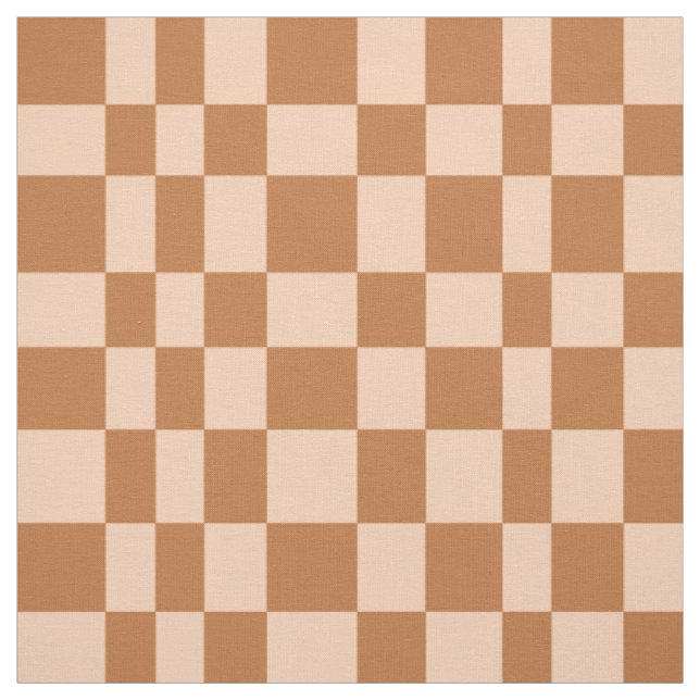 Irregular Chequerboard Fall Chequered Burnt Orange Fabric (Swatch)