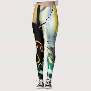 Irregular curved panorama of shapes and objects th leggings