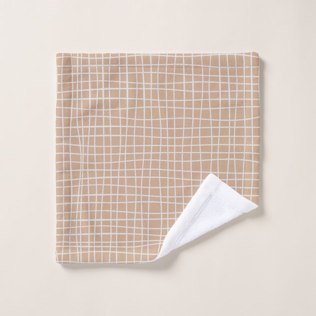 Irregular Grid Optical Illusion White Line Squares Wash Cloth (Wash Cloth)