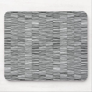Irregular Lines - Black on White Mouse Pad
