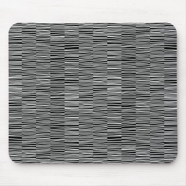 Irregular Lines - White on Black Mouse Pad (Front)