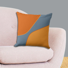 Irregular Orange and Blue Quarter Shapes Cushion