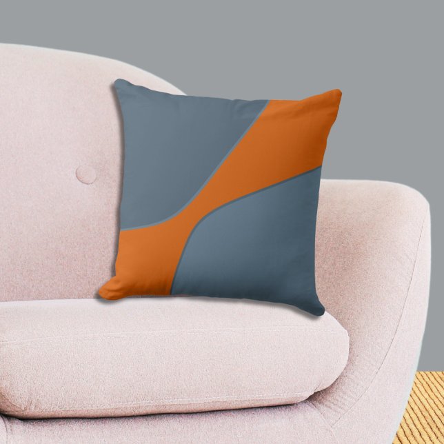Irregular Orange and Blue Quarter Shapes   Cushion (Irregular Orange and Blue Quarter Shapes Throw Pillow, Livingroom)