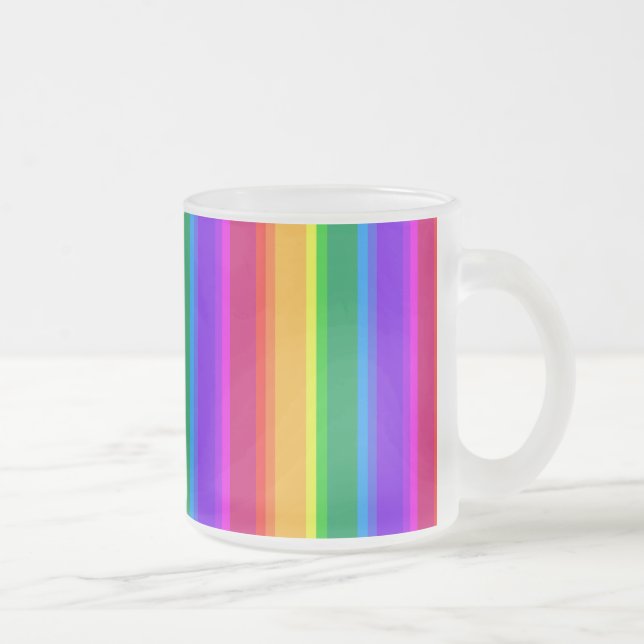 Irregular rainbow stripes frosted glass coffee mug (Right)
