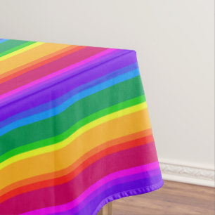 Irregular rainbow stripes tablecloth