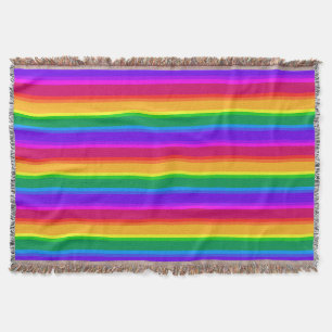 Irregular rainbow stripes throw blanket