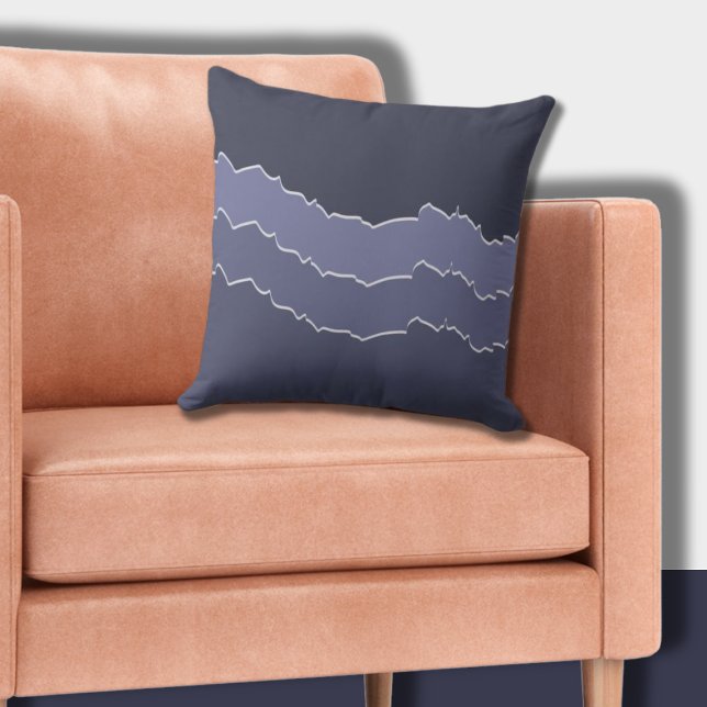 Irregular Ripped Cool Grey Blue Striped  Cushion (Irregular Ripped Cool Gray Blue Striped Throw Pillow)