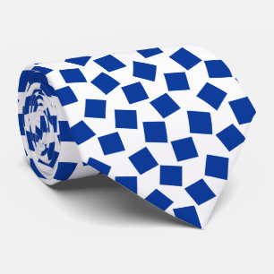 Irregular Squares - Navy Blue on White Tie
