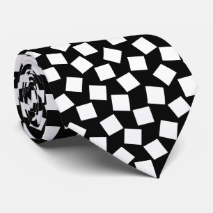 Irregular Squares - White on Black Tie