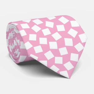 Irregular Squares - White on Light Pink Tie