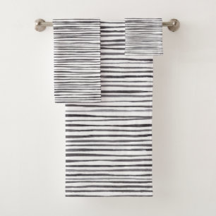 Irregular Striped Hand Drawn Watercolor Modern  Bath Towel Set