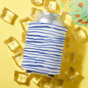 Irregular watercolor simple lines - blue can cooler