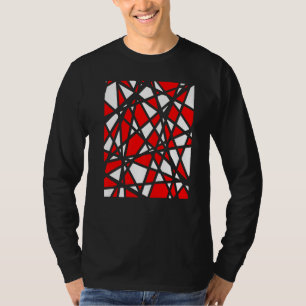 Irregular White Shapes With Red Accents Abstract T-Shirt
