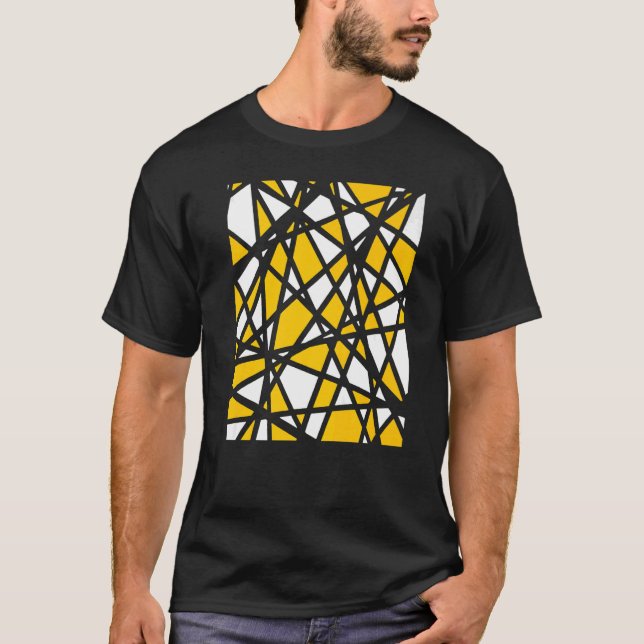 Irregular White Shapes Yellow Orange Accents Abstr T-Shirt (Front)