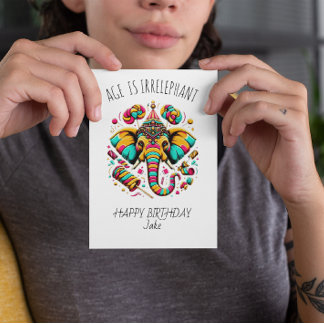 Irrelephant Ages, Happy Birthday Jake Thank You Card