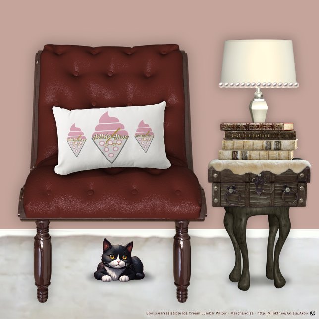 Irresistible Ice Cream Throw Pillow by Adiela Akoo (Irresistible Ice Cream Lumbar Pillow & Poetry Memoirs by Poet Adiela Akoo. Get this great gift combo)