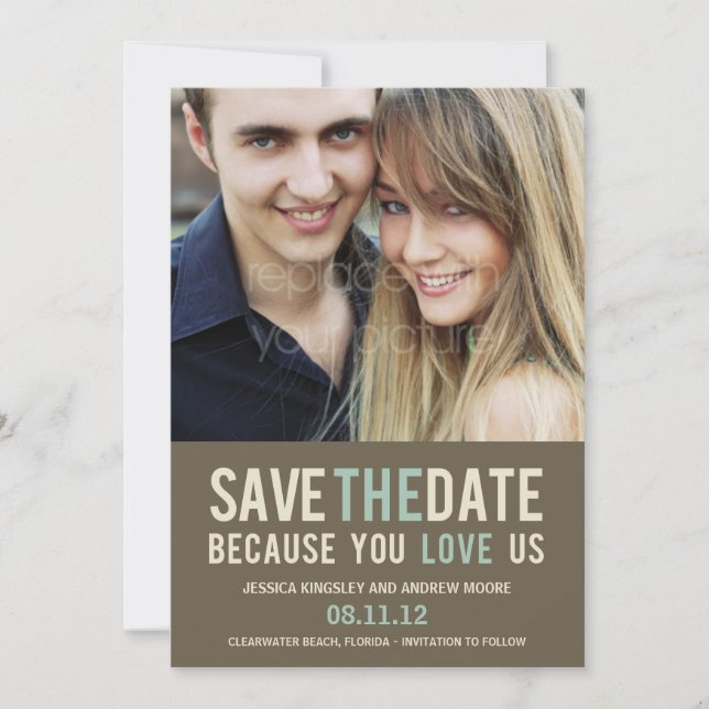 Irresistible Request Photo Save The Date - Grey (Front)