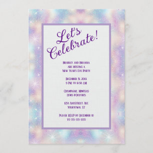 Irridescent Glitter New Year's Eve Party Invitation
