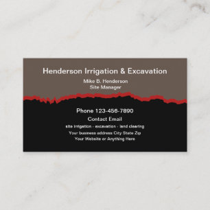 Irrigation And Excavation Services Business Card