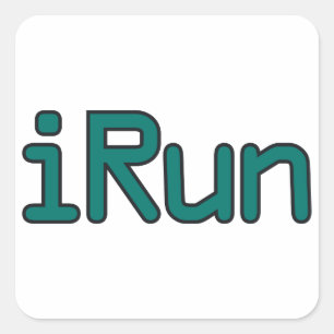 iRun - Teal (Black outline) Square Sticker