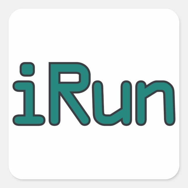 iRun - Teal (Black outline) Square Sticker (Front)