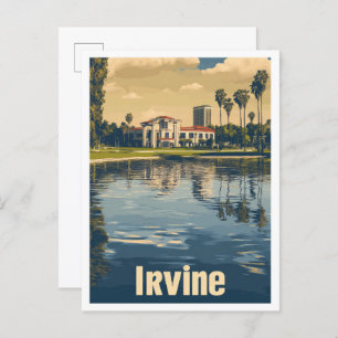 Irvine California Art Vintage Travel Illustration Postcard