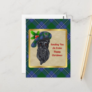 Irvine Clan Badge & Tartan Christmas Postcard