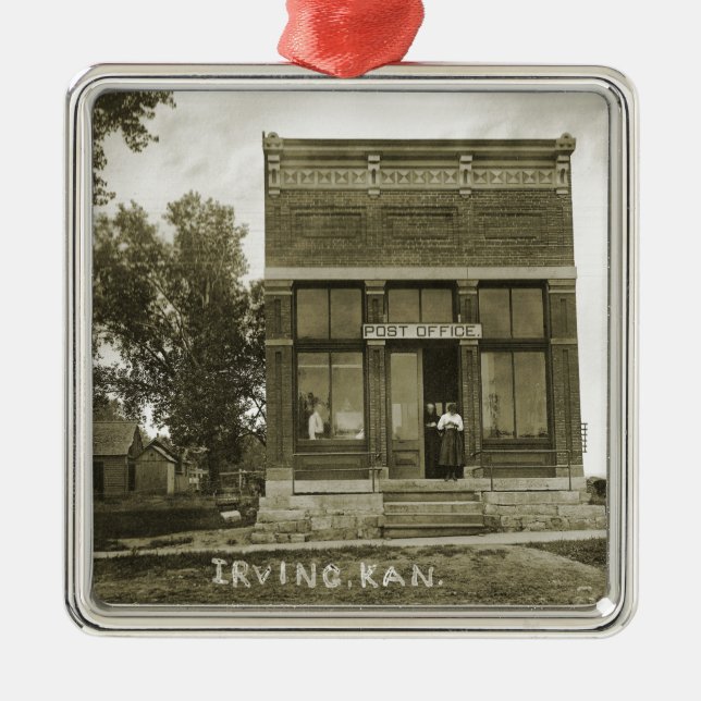 IRVING KANSAS POST OFFICE PHOTO MARSHALL COUNTY KS METAL TREE DECORATION (Front)