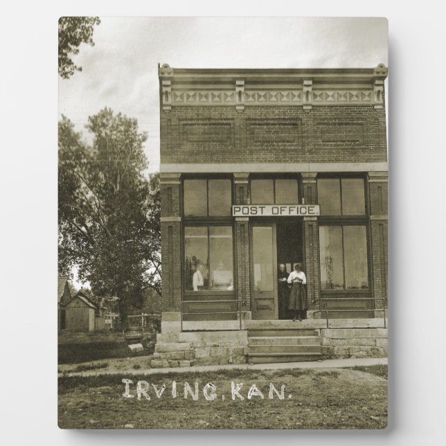 IRVING KANSAS POST OFFICE PHOTO MARSHALL COUNTY KS PLAQUE (Front)