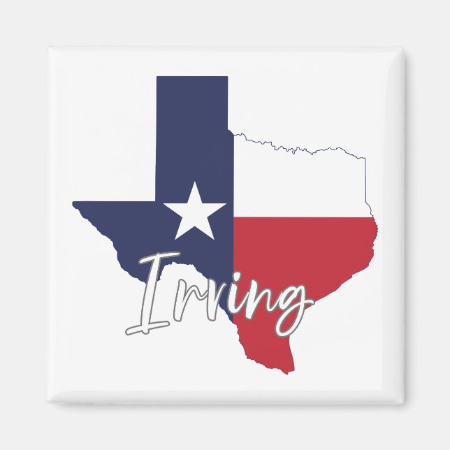 Irving, Texas Flag Map Magnet (Front)