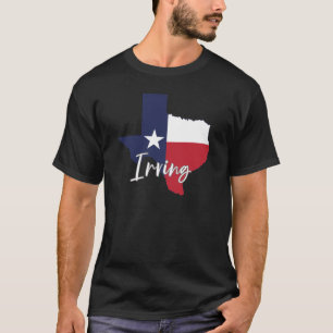 Irving, Texas Flag Map Men's Black T-Shirt