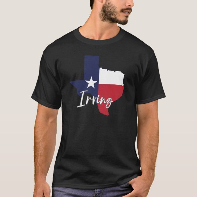 Irving, Texas Flag Map Men's Black T-Shirt (Front)