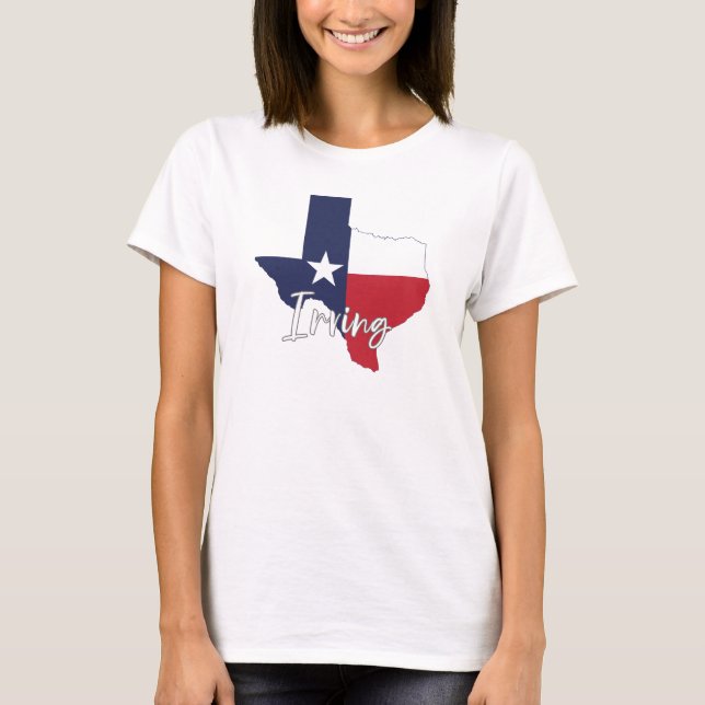 Irving, Texas Flag Map Women's White T-Shirt (Front)