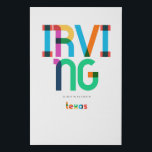 Irving Texas Mid Century, Pop Art, Faux Canvas Print<br><div class="desc">Irving Texas classic retro throwback style from the 60s 70s and 80s. Bright primary colours in the 20th-century abstract art style with simple geometric elements. Vintage pop art. Simple bold,  wear your hometown out loud.</div>