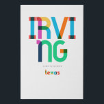 Irving Texas Mid Century, Pop Art, Faux Canvas Print<br><div class="desc">Irving Texas classic retro throwback style from the 60s 70s and 80s. Bright primary colours in the 20th-century abstract art style with simple geometric elements. Vintage pop art. Simple bold,  wear your hometown out loud.</div>