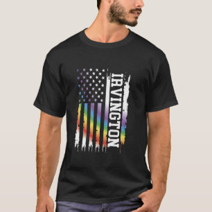 Irvington United States Distressed Rainbow w US Fl T-Shirt