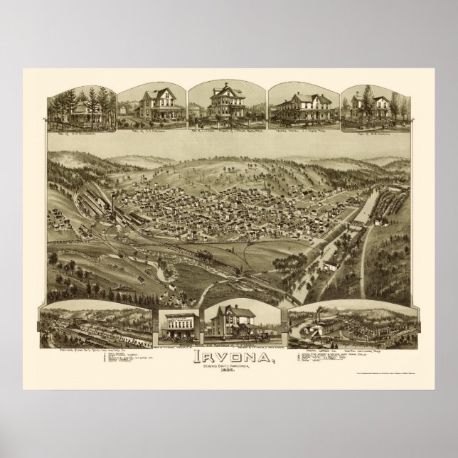 Irvona, Pa Panoramic Map - 1895 Poster (Front)