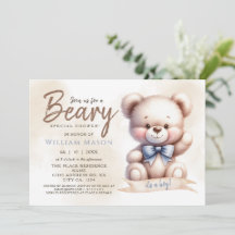 I's a Boy Cute Teddy Bear Baby Shower Watercolor