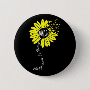 Is Being Nana Happy Mothers Day Sunflower Family  6 Cm Round Badge